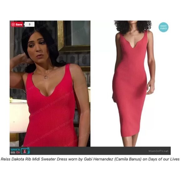 💕REISS💕 Dakota Sweetheart Neck Knitted Bodycon Dress ~ Pink Medium M - Picture 8 of 16